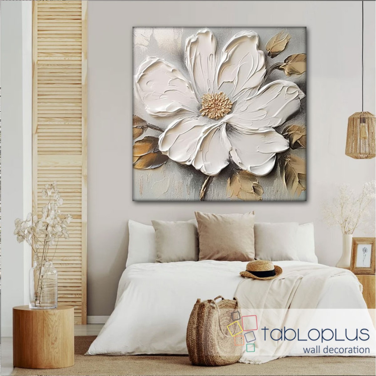 White Big Flower 3d Heavy Textured Partial Oil Painting